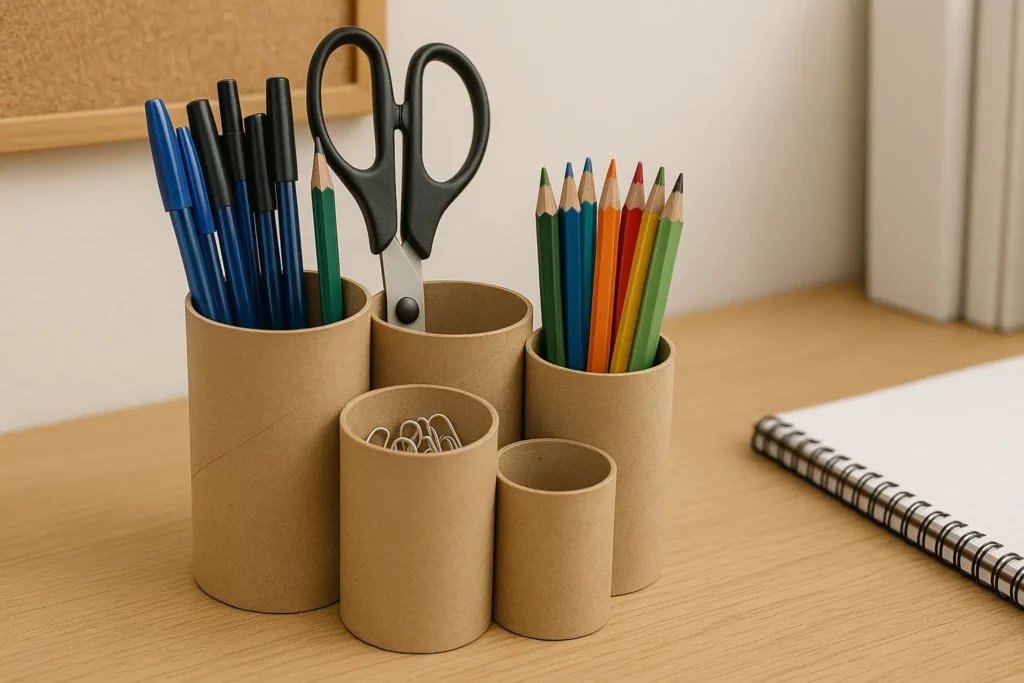 Cardboard Tube Desk Organiser